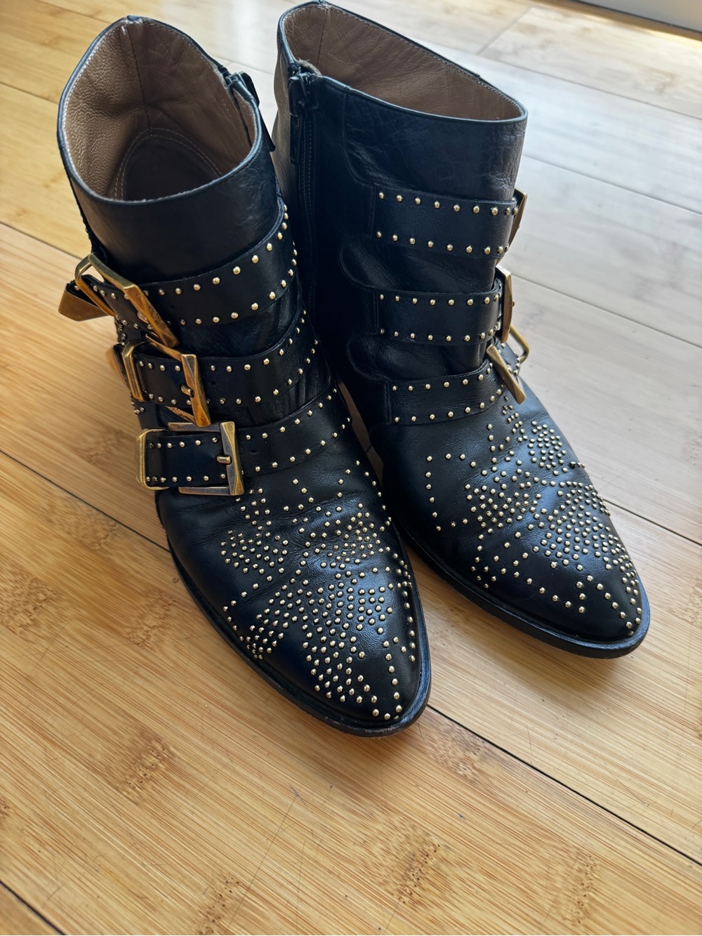 CHLOE, 5, EU 35, Susanna ankle boot in black and gold - Picture 2 of 6